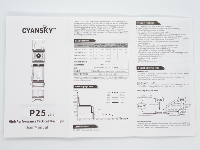 Cyansky P25 V2.0 user manual