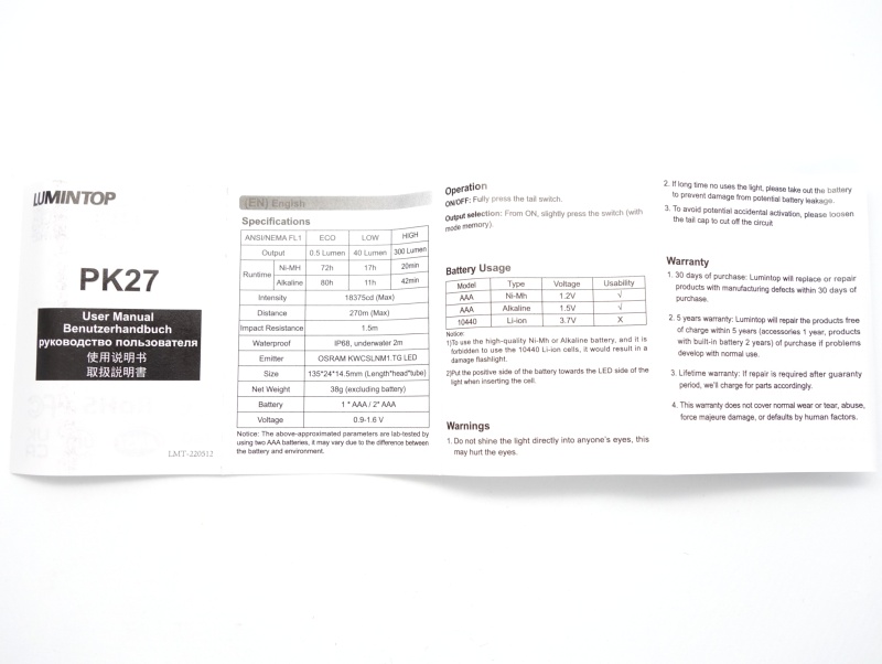 Lumintop PK27 user manual
