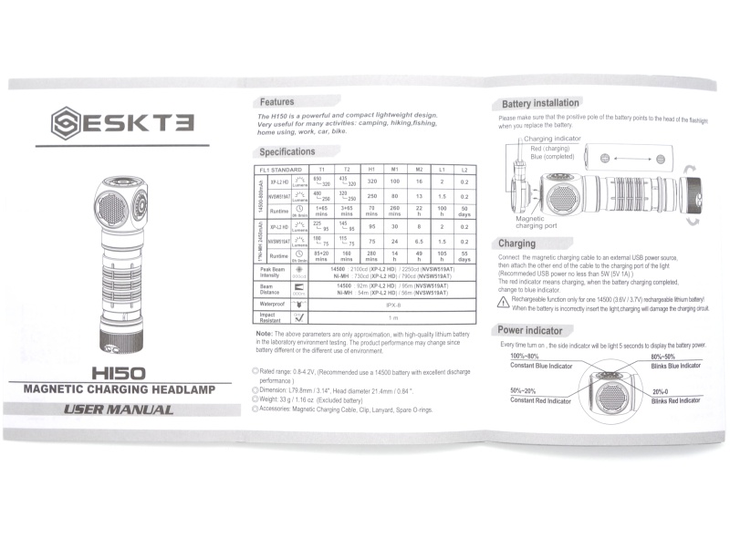 Skilhunt H150 user manual