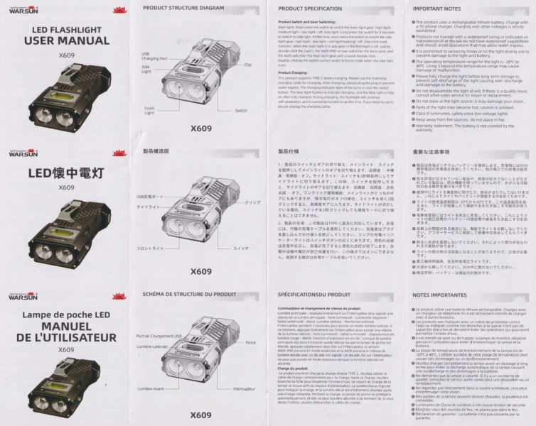 WARSUN X609 user-manual